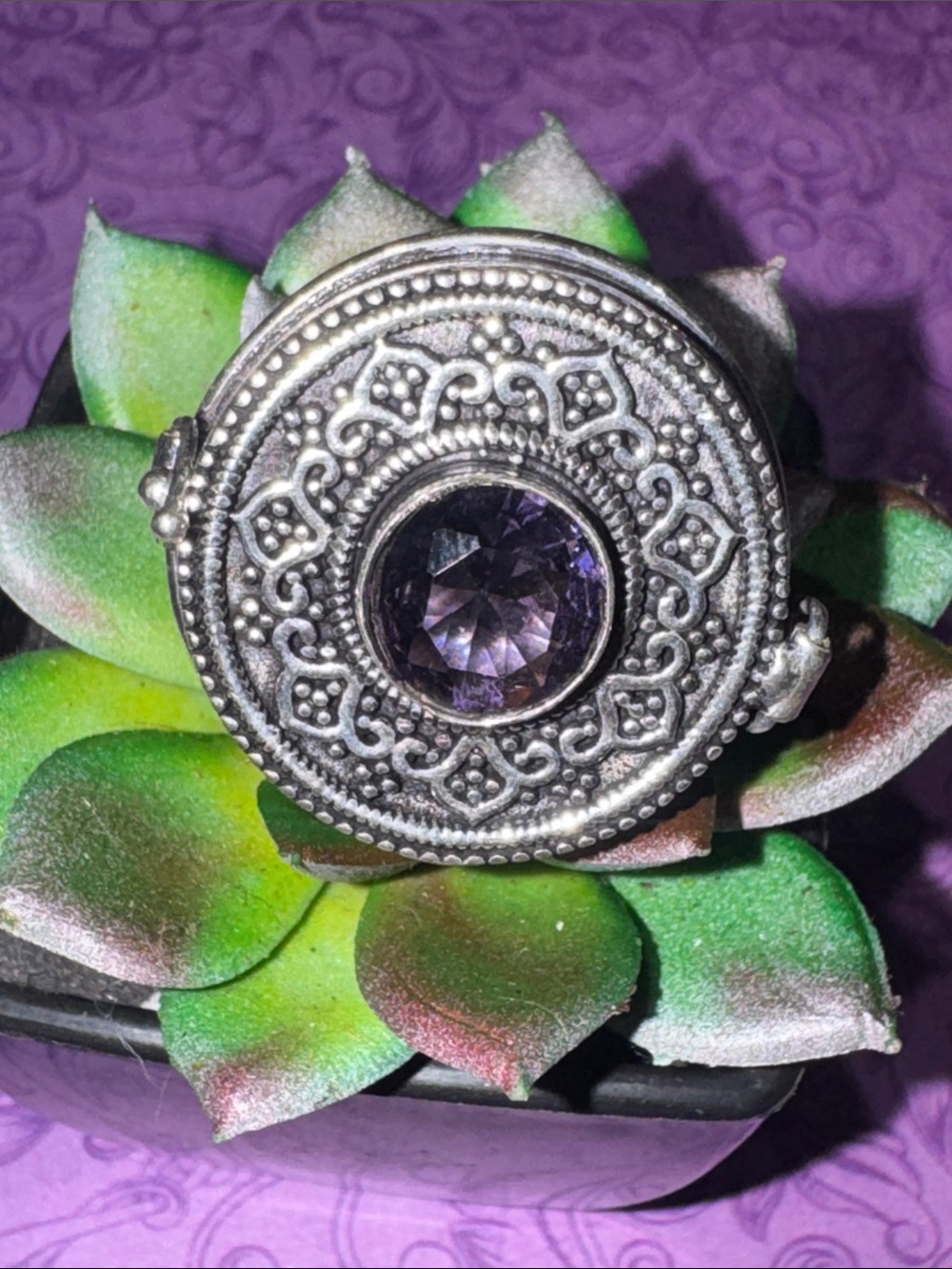 Amethyst Silver Poison Ring